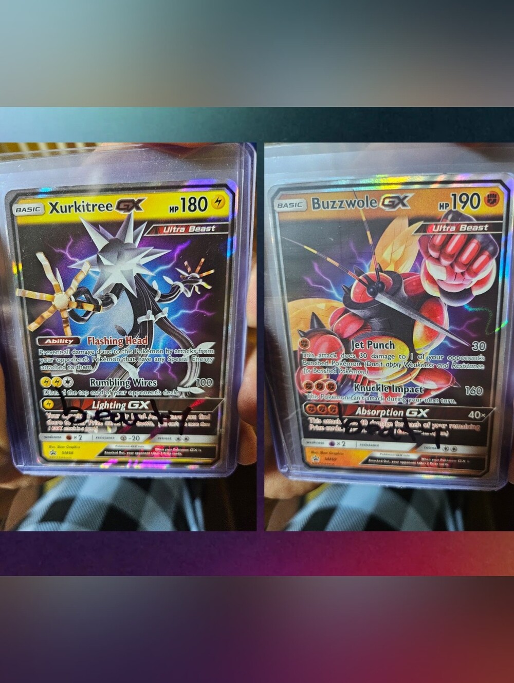 Pokémon Ultra Beast Lot: Buzzwole GX SM69 + Xurkitree GX SM68 Holo Promo